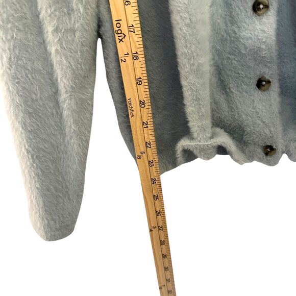 Madewell Light Blue Fuzzy Button-Up Scoop Neck Cardigan – Size XL - Picture 3 of 6